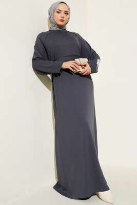 Loyşa Kol Armalı Elbise Füme 