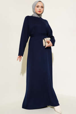 Loyşa Kol Armalı Elbise Lacivert 