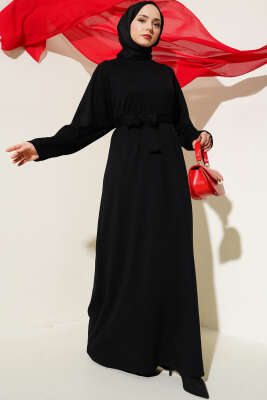 Loyşa Kol Armalı Elbise Siyah 