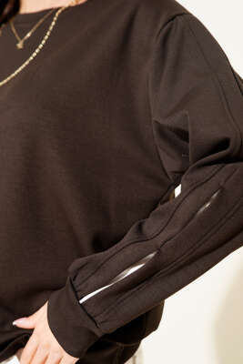 Loyşa Kol Detaylı Sweatshirt Acı Kahve - Kadın Giyim Modelleri