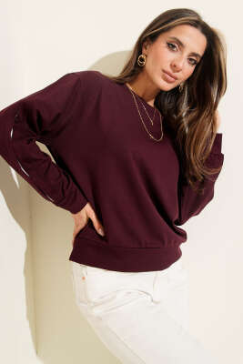 Loyşa Kol Detaylı Sweatshirt Mürdüm - HELLIE