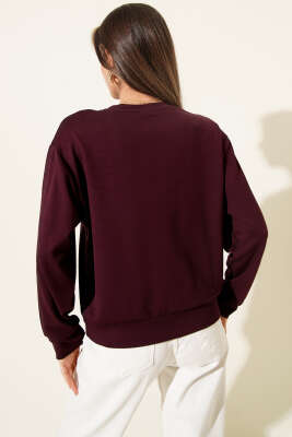 Loyşa Kol Detaylı Sweatshirt Mürdüm - Kadın Giyim Modelleri