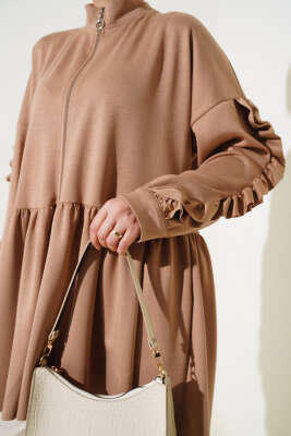 Loyşa Kol Fırfırlı Hırka Camel - 300-500 TL Ürünler