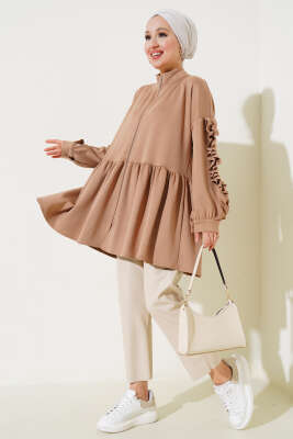 Loyşa Kol Fırfırlı Hırka Camel - 300-500 TL Ürünler