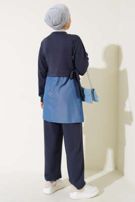 Loyşa Kot Garnili Bağlamalı İkili Takım Füme - İkili Takım