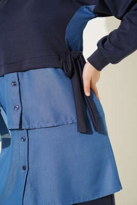 Loyşa Kot Garnili Bağlamalı İkili Takım Füme - İkili Takım