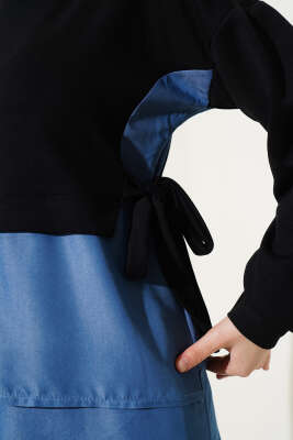 Loyşa Kot Garnili Bağlamalı İkili Takım Siyah - İkili Takım