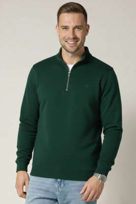 Loyşa Kumaş Yarım Fermuar Erkek Sweatshirt Nefti - FRESHMAN