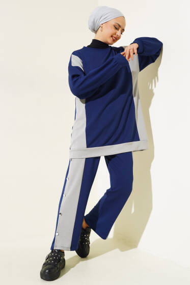 Loyşa Metal Düğme Detay İkili Takım Parlement - İkili Takım