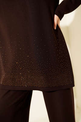 Loyşa Mini Taş Süslemeli İkili Takım Acı Kahve - İkili Takım