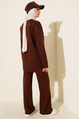 Loyşa Mini Taşlı Süslemeli İkili Takım Kahve - İkili Takım