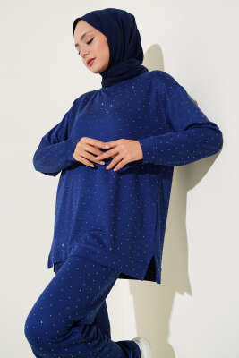 Loyşa Mini Taşlı Süslemeli İkili Takım Lacivert - 700-1000 TL Ürünler