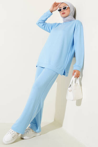 Loyşa Mini Taşlı Süslemeli İkili Takım Mavi - İkili Takım