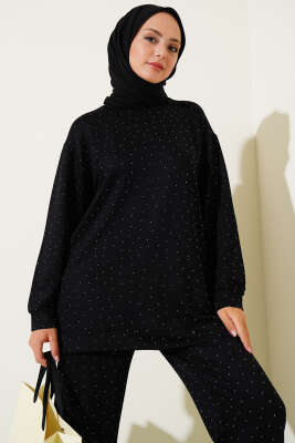 Loyşa Mini Taşlı Süslemeli İkili Takım Siyah - 700-1000 TL Ürünler