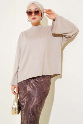 Loyşa Mini Yıldız Taşlı Bluz Bej - SAS