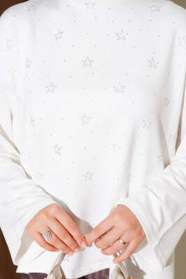 Loyşa Mini Yıldız Taşlı Bluz Ekru - Yılın Fırsatı