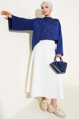 Loyşa Mini Yıldız Taşlı Bluz Lacivert - Yılın Fırsatı