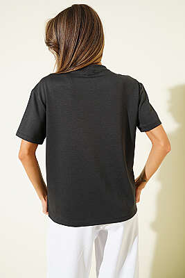 Loyşa Omuz Dikişli T-shirt Füme - Kadın Spor T-shirt