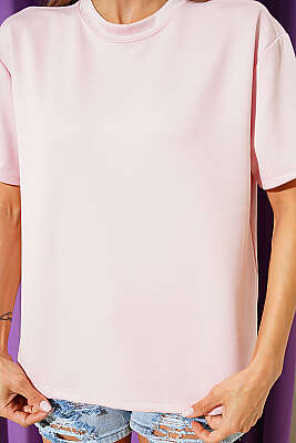 Loyşa Omuz Dikişli T-shirt Pembe - Kadın Spor T-shirt