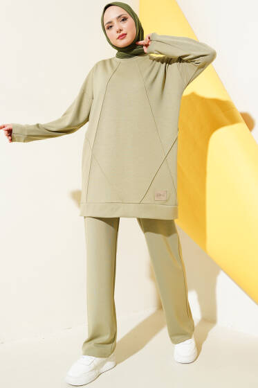 Loyşa Önü Çıma Detaylı İkili Takım Çağla Yeşili - İkili Takım