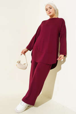 Loyşa Oval Kesim İkili Takım Bordo 