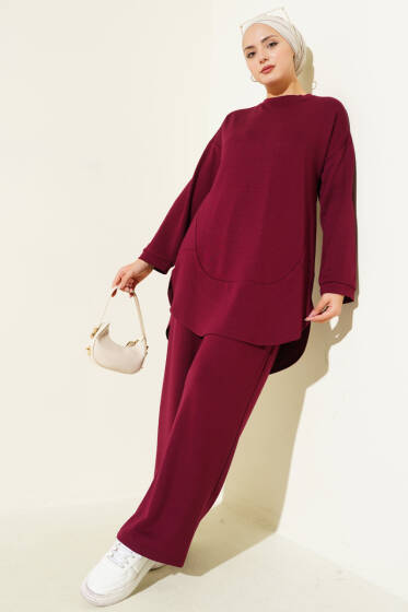 Loyşa Oval Kesim İkili Takım Bordo - İkili Takım