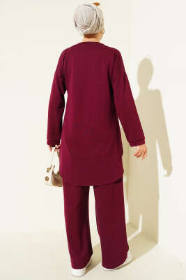 Loyşa Oval Kesim İkili Takım Bordo - İkili Takım