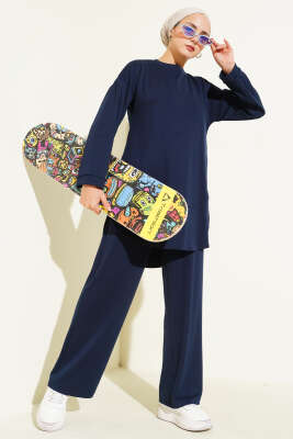 Loyşa Oval Kesim İkili Takım Lacivert 