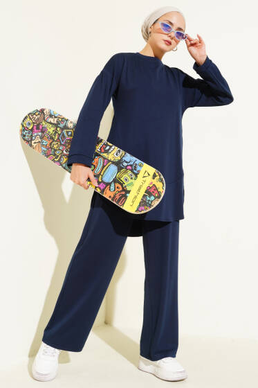 Loyşa Oval Kesim İkili Takım Lacivert - İkili Takım