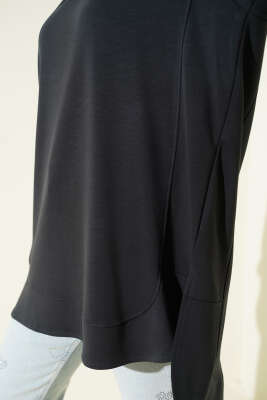 Loyşa Oval Kesim Oversize Tunik Antrasit - Tunik