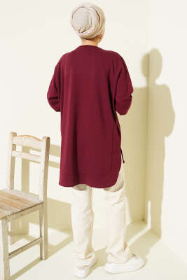 Loyşa Oval Kesim Oversize Tunik Bordo - Tunik