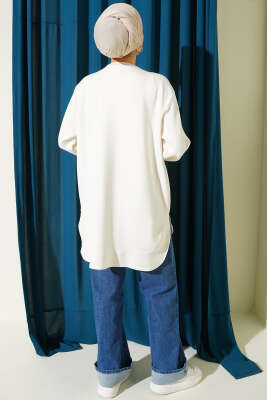 Loyşa Oval Kesim Oversize Tunik Ekru - Tunik