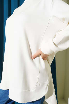 Loyşa Oval Kesim Oversize Tunik Ekru - Tunik