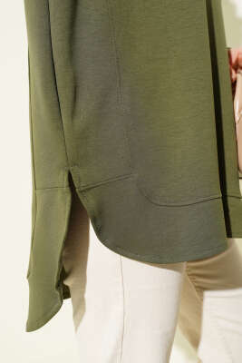 Loyşa Oval Kesim Oversize Tunik Haki - Tunik