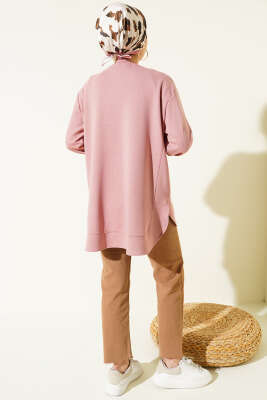 Loyşa Oval Kesim Oversize Tunik Pudra - Tunik