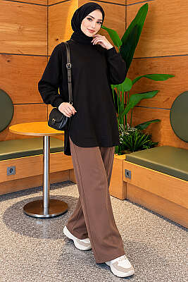Loyşa Oval Kesim Oversize Tunik Siyah - 300-500 TL Ürünler