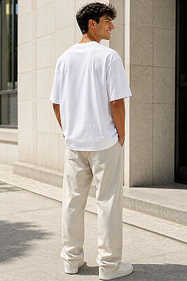 Loyşa Oversize Erkek T-shirt Beyaz - Erkek T-shirt