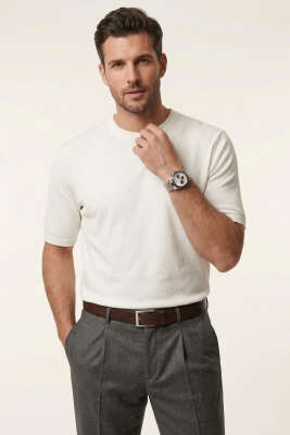 Loyşa Oversize Erkek T-shirt Ekru - GAVAZZİ