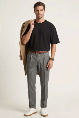 Loyşa Oversize Erkek T-shirt Siyah - Yılın Fırsatı