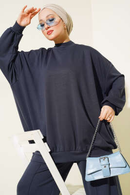 Loyşa Oversize Tunik İkili Takım Füme - İkili Takım
