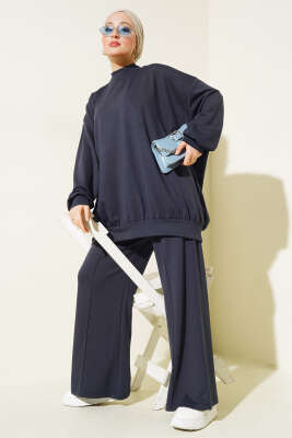 Loyşa Oversize Tunik İkili Takım Füme 