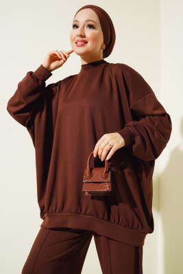 Loyşa Oversize Tunik İkili Takım Kahve - İkili Takım