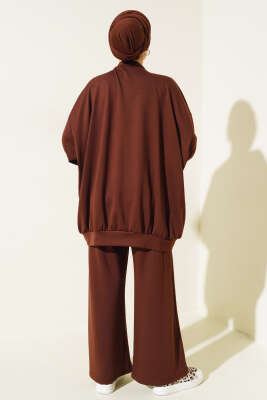 Loyşa Oversize Tunik İkili Takım Kahve - İkili Takım