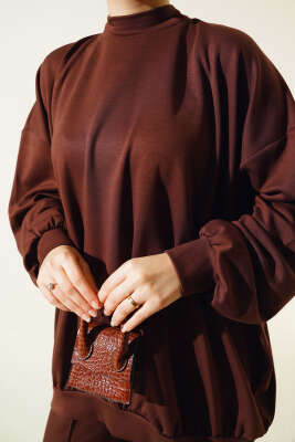 Loyşa Oversize Tunik İkili Takım Kahve - İkili Takım