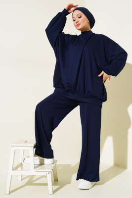 Loyşa Oversize Tunik İkili Takım Lacivert 