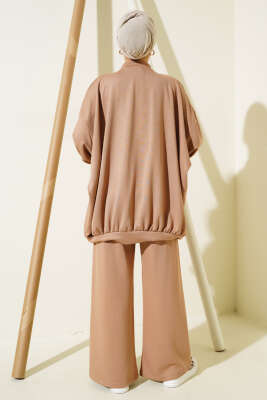 Loyşa Oversize Tunik İkili Takım Latte - İkili Takım