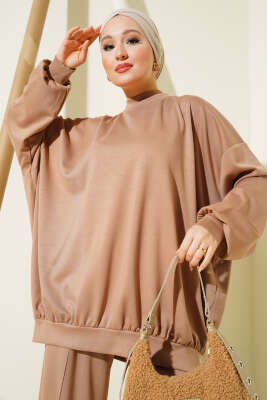Loyşa Oversize Tunik İkili Takım Latte - İkili Takım