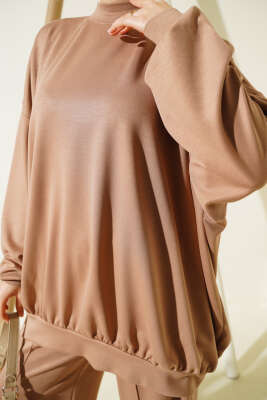Loyşa Oversize Tunik İkili Takım Latte - İkili Takım