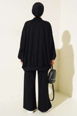 Loyşa Oversize Tunik İkili Takım Siyah - İkili Takım