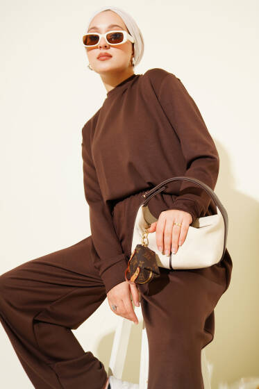 Loyşa Paça Lastikli İkili Takım Kahve - İkili Takım